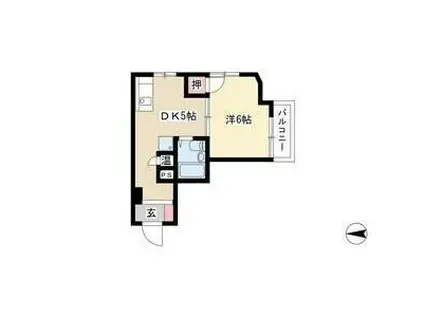 サウスタウン上飯田(1DK/2階)の間取り写真