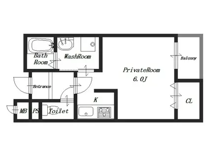 グランツK(1K/2階)の間取り写真