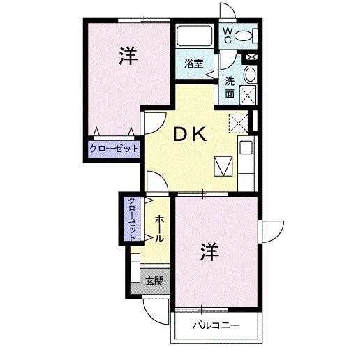 サンシーカー A(2DK/1階)の間取り写真