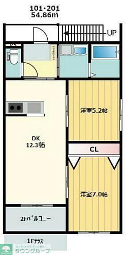 KALMIA(2LDK/1階)の間取り写真