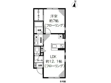ビアン神楽坂(1LDK/1階)の間取り写真