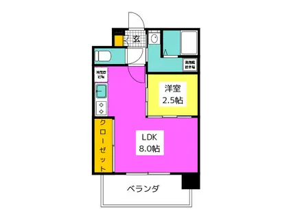 エステート・モア 平尾公園通増築(1LDK/9階)の間取り写真