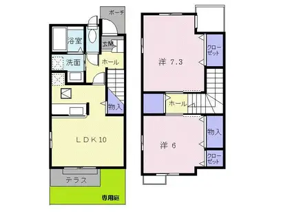 ティファニー 5(2LDK/1階)の間取り写真