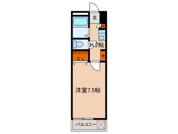 プレリュード(1K/2階)の間取り写真