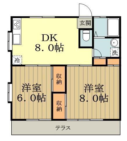 ガーデンハイツ(2DK/1階)の間取り写真