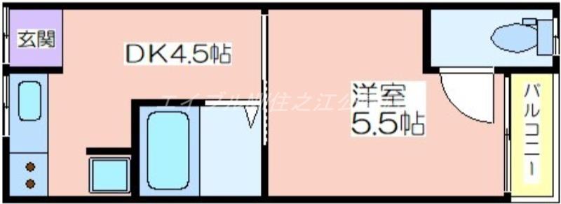 庭井ハイツ(1DK/2階)の間取り写真