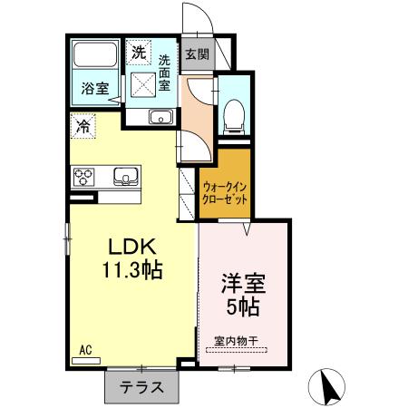 D一ROOM東雲(1LDK/1階)の間取り写真