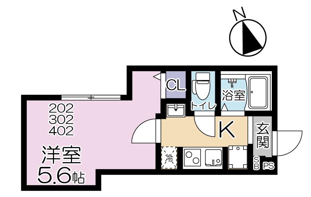 LIFE TOWN YOTSUGI(1K/4階)の間取り写真