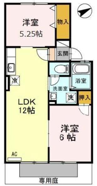 グランメゾンI(2LDK/1階)の間取り写真
