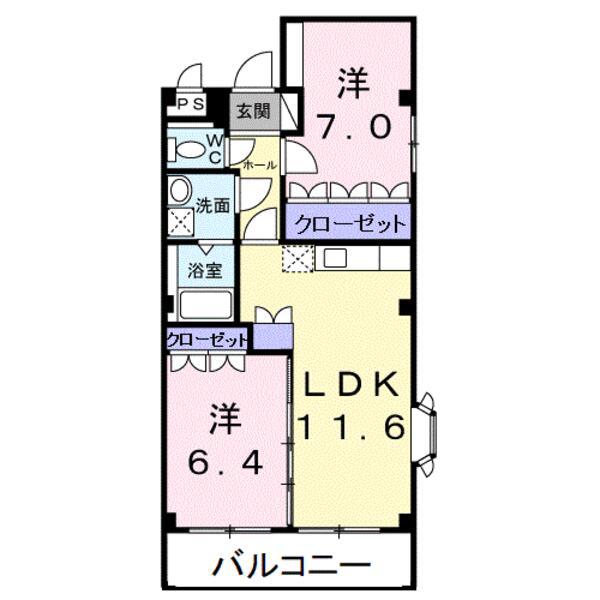 サンフィット(2LDK/2階)の間取り写真