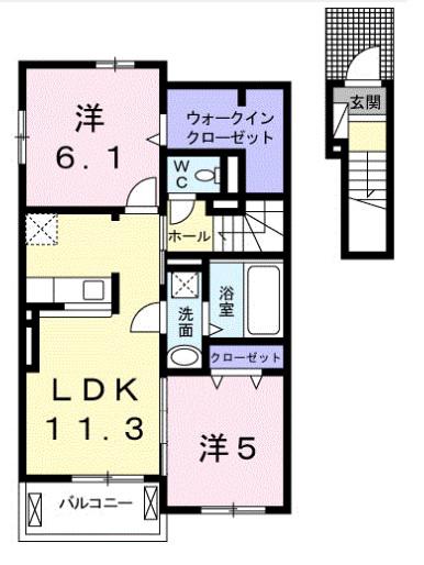 グラン ソレイユ(2LDK/2階)の間取り写真