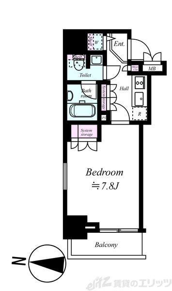プレスタイル住吉(1K/1階)の間取り写真