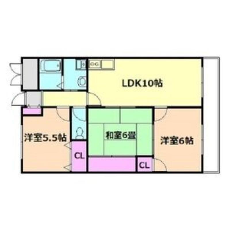 ファミール永田(3LDK/6階)の間取り写真