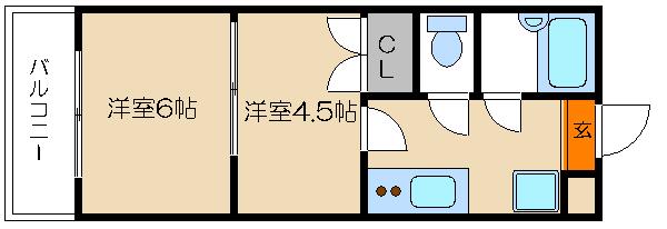 スプレール田中(2K/4階)の間取り写真