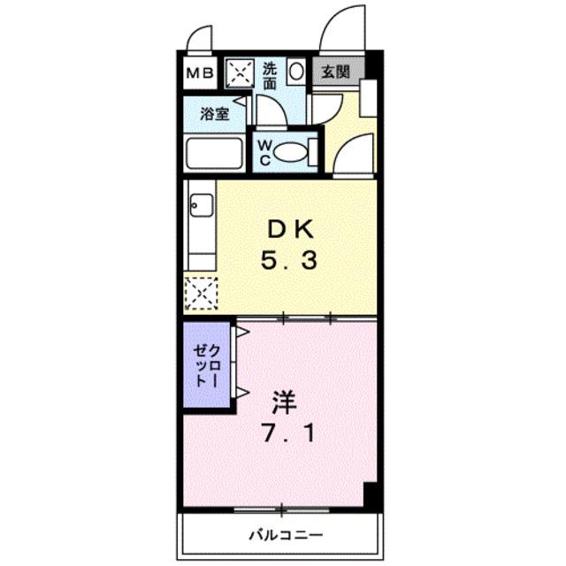 ペルペテュエル・M(1DK/3階)の間取り写真