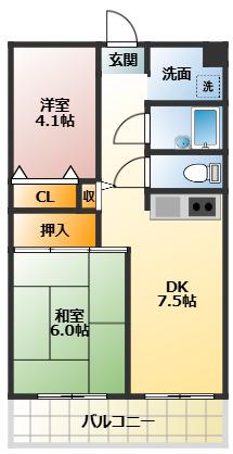 蓮根ペガサスビル(2DK/6階)の間取り写真