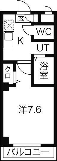 アミュズマン亀城(1K/2階)の間取り写真