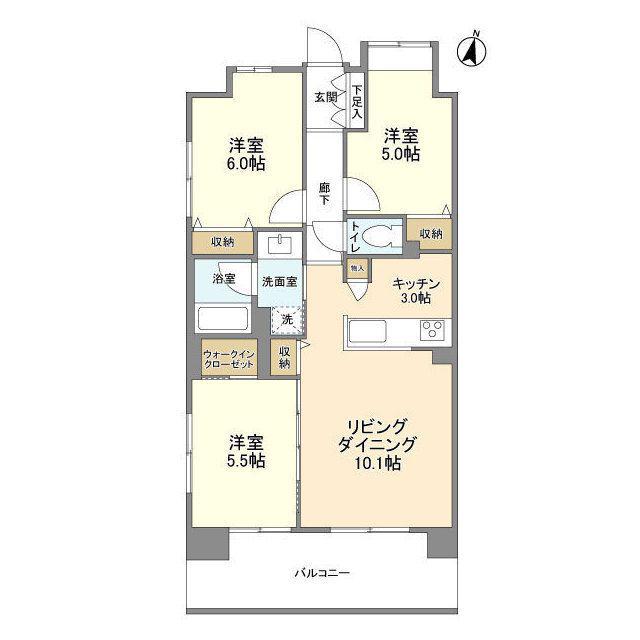 グランカーサ新小岩(3LDK/8階)の間取り写真