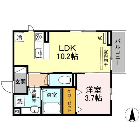 エクセラン B(1LDK/2階)の間取り写真
