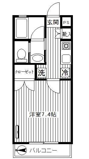 サンシャイン北浜(1K/2階)の間取り写真