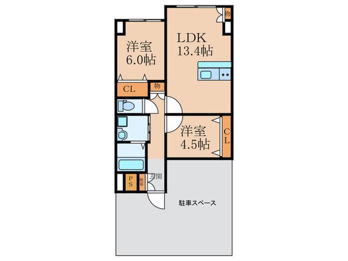 ボニータカーサ(2LDK/1階)の間取り写真