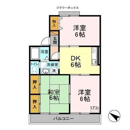 カーサみつわ台H(2LDK/2階)の間取り写真