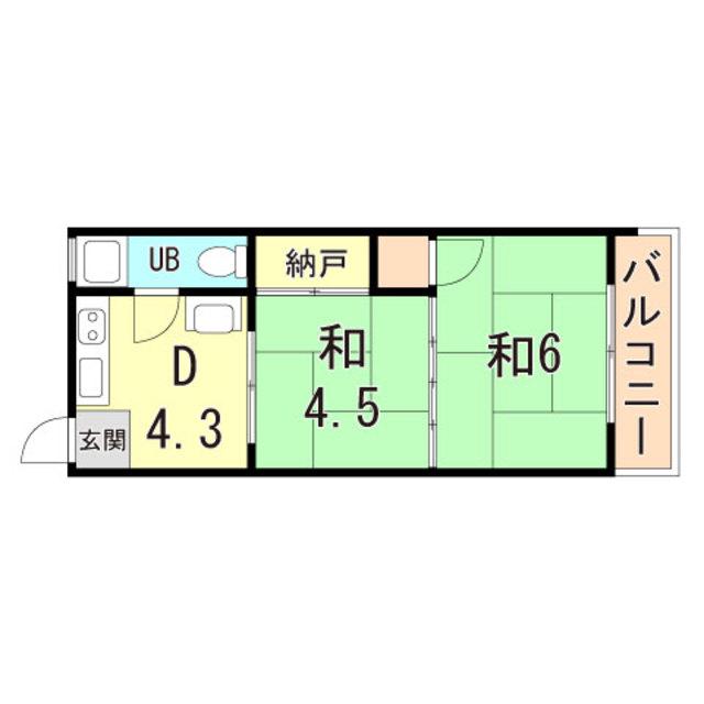 高田マンション(2DK/2階)の間取り写真
