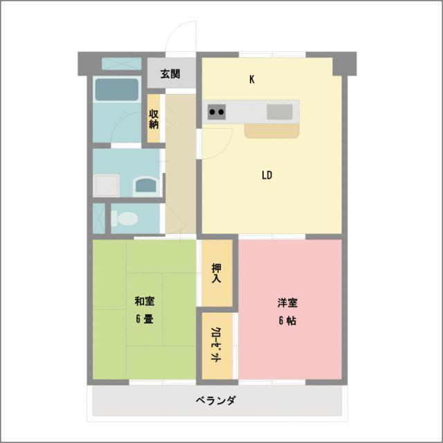 プロシード藤塚(2LDK/5階)の間取り写真