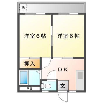 メゾングリンパーク(2K/2階)の間取り写真