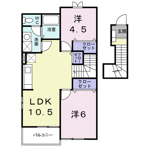 ベルクノア・E(2LDK/2階)の間取り写真