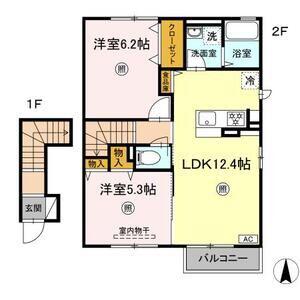 MY-ROOM東勝山(2LDK/2階)の間取り写真