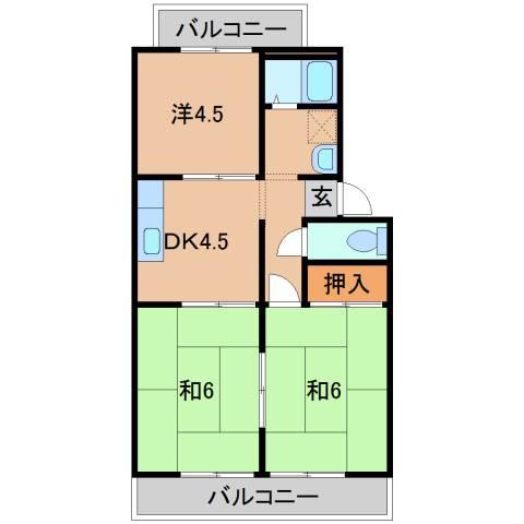 カーサりんかんI(3DK/2階)の間取り写真