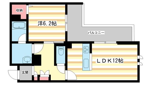 ジェイエイチエスプレミア学園前(1LDK/3階)の間取り写真