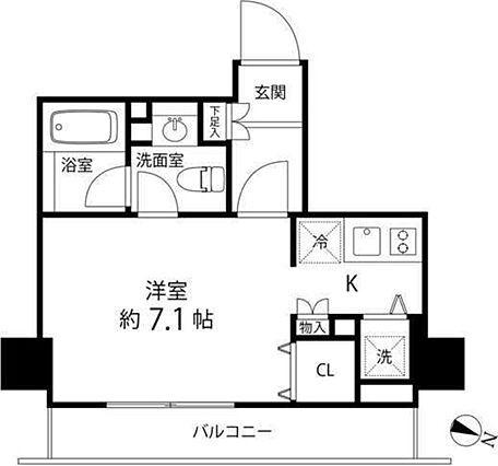 麻布十番レジデンス(ワンルーム/5階)の間取り写真