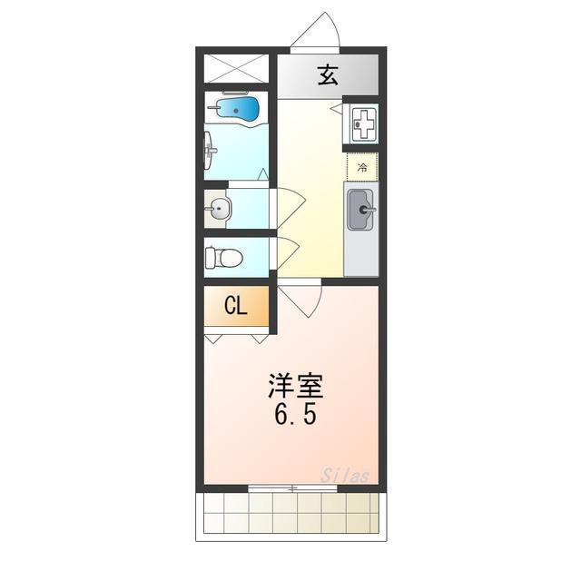シャンティー泉佐野(1K/2階)の間取り写真