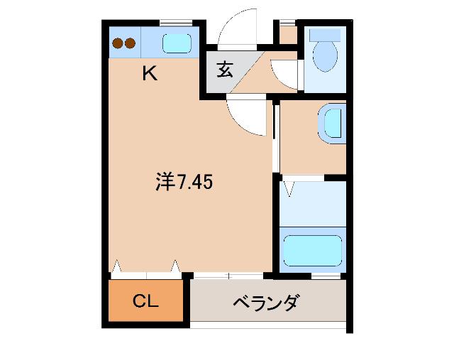クラウンハイツ畑屋敷(ワンルーム/2階)の間取り写真