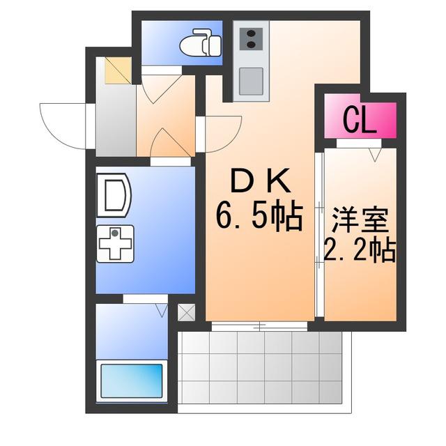 西湊町エヌエム・セント(1DK/1階)の間取り写真