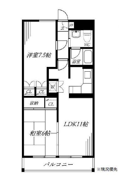 花水木ガーデンヒルズ玉川学園(2LDK/2階)の間取り写真