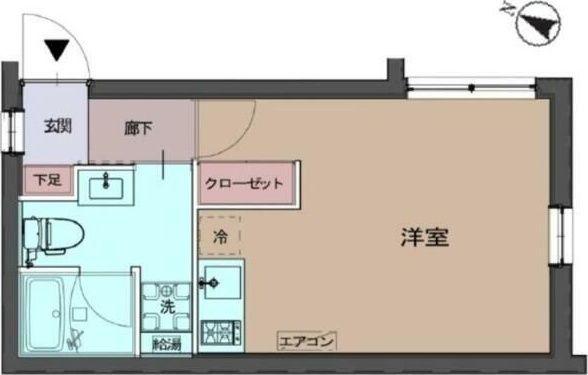 CREAL渋谷笹塚(ワンルーム/1階)の間取り写真