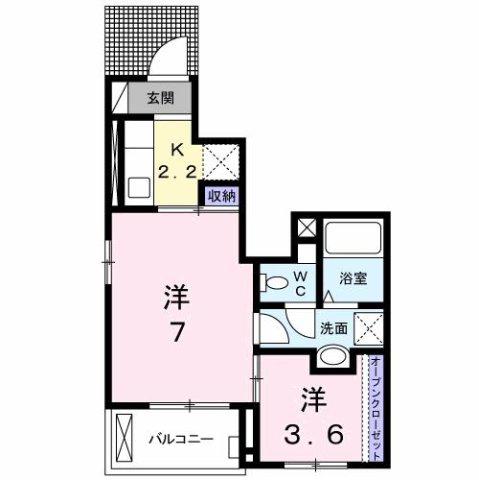 リバーサイド オケージョンII(2K/1階)の間取り写真