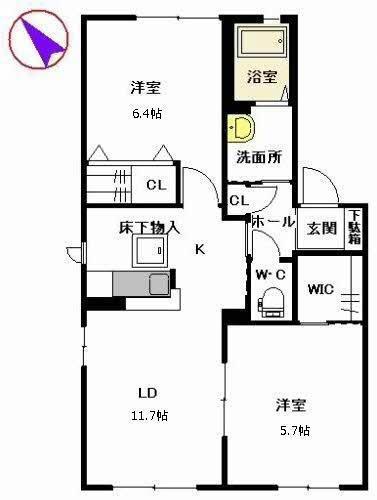NKポラリス(2LDK/2階)の間取り写真