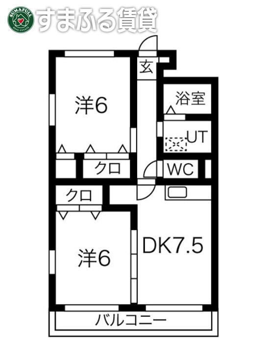 プロムナード23(2DK/2階)の間取り写真