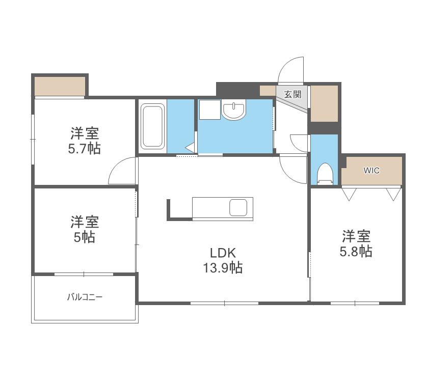 パーク農試館(3LDK/5階)の間取り写真
