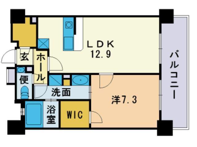 WILL DO中洲(1LDK/15階)の間取り写真
