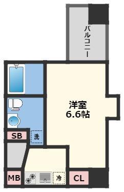 リヴィアス ナンバ ソル(1K/2階)の間取り写真