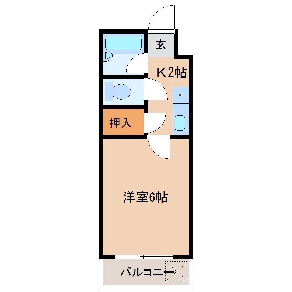 ベルヴィーユ恒久II(1K/2階)の間取り写真