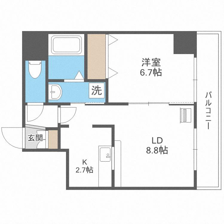 サンコート南6条壱番館(1LDK/4階)の間取り写真
