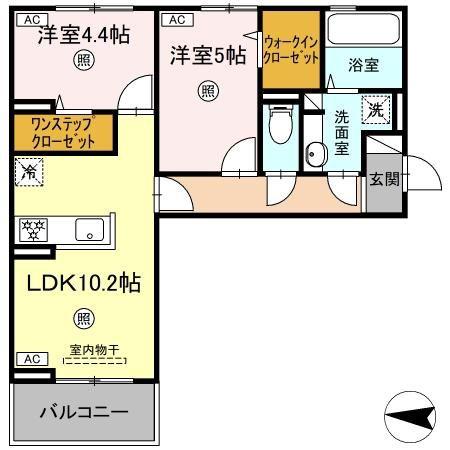 D-ROOM八王寺町(2LDK/2階)の間取り写真