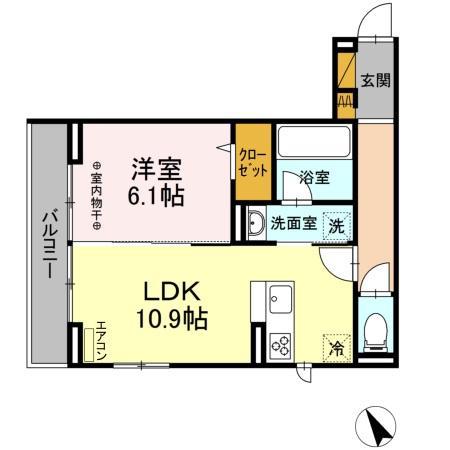 京成本線 菅野駅 徒歩17分 3階建 築4年(1LDK/3階)の間取り写真