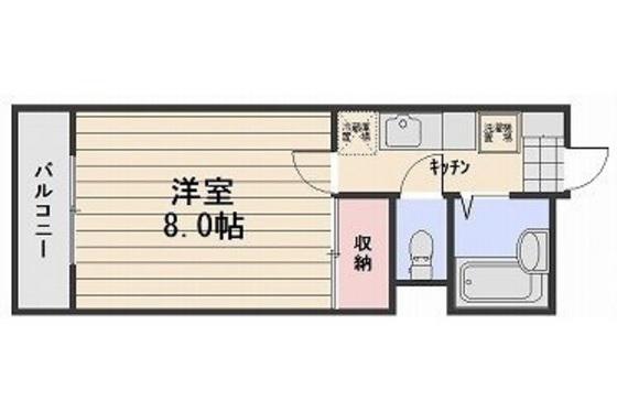ミラドール今II(1K/2階)の間取り写真